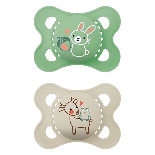 MAM Original Matte Baby Pacifiers, Binky for 0-6 Months, BPA-Free Silicone Nipple, Easy to Clean, Best for Newborn Babies, Developed with Medical Experts, 2 Count Binkies with Sterilizer Case