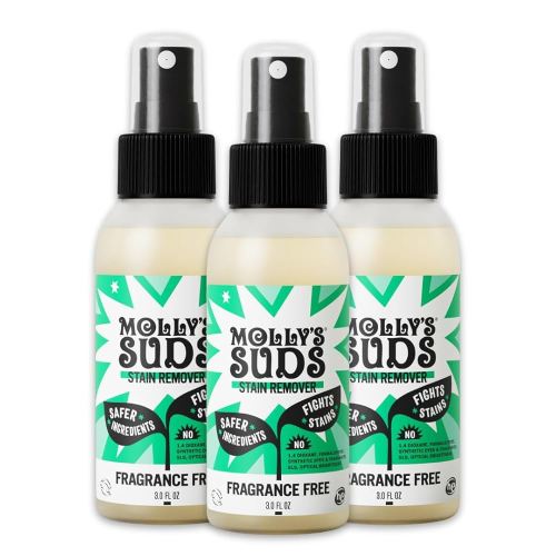 Molly's Suds Stain Remover Spray | Gentle Yet Powerful, Great for Baby & Pet Stains | Clean, Simple Ingredients (Fragrance Free) (3 Fl Oz (Pack of 3))