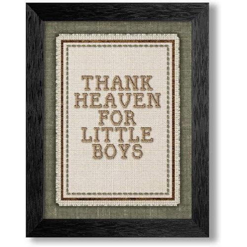 Black Framed Thank Heaven for Little Boys Wall Art 12x16 inch Toddler Boy Quotes Poster Modern Minimalist Canvas Prints For Vintage Kids Nursery Playroom Bedroom Wall Decor