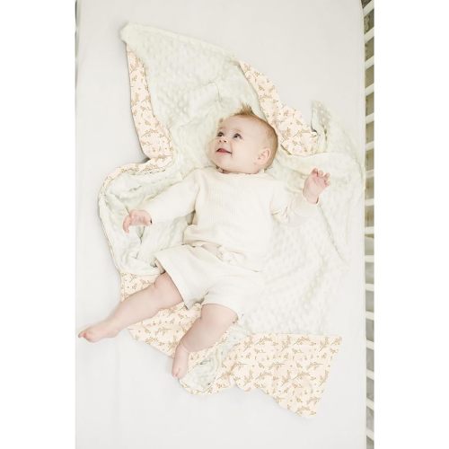 Konssy Baby Blankets for Unisex Boys Girls, Super Soft Nursery Minky Blankets with Muslin Cotton Front and Dotted Fleece Backing, Pink Floral Print Bed Throws Newborn