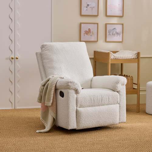 Byron White Boucle Swivel and Recline Chair | Adairs