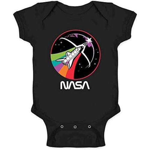 Pop Threads NASA Shuttle Rainbow Retro Worm Logo Infant Baby Boy Girl Bodysuit
