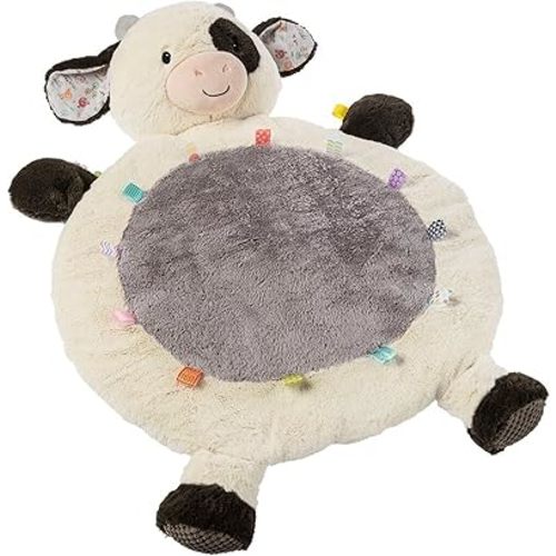 Taggies Floor Mat Tummy Time Baby Toddler Play Mats with Sensory Tags, 31 x 23-Inches, Buttercup Cow