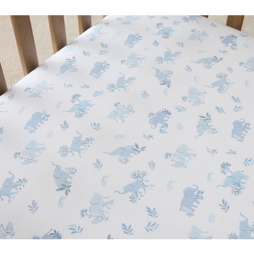 Coastal Elephant Organic Crib Fitted Sheet