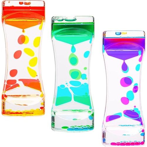 CAILINK Liquid Motion Bubbler - 3 Pack Kids and Adults Sensory Toys - Water Timers Fidget Toys Sensory Play - Colorful Hourglass for Home Office Desk Decor