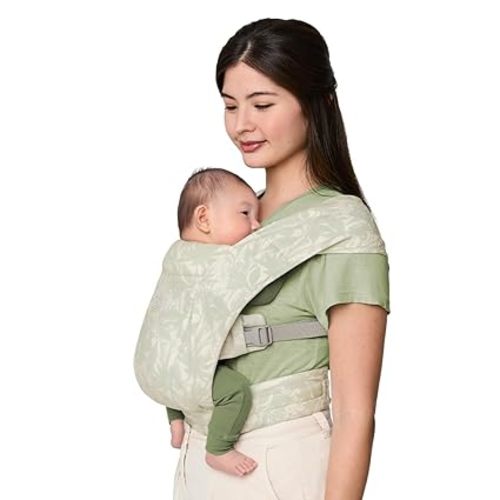 Ergobaby Embrace Baby Carrier Newborn to Toddler - Lightweight Ergonomic Baby Carriers - Cozy Essentials (7-25 Pounds), Ponte Knit, Sage Meadows
