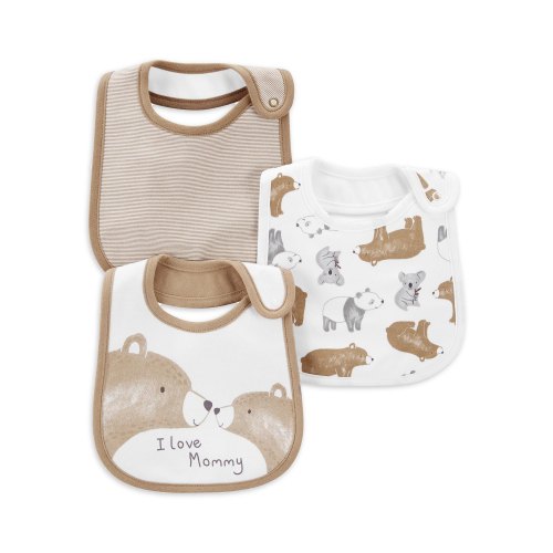 Carter's Child of Mine Neutral Bear Bib, 3-Pack, Size One Size
