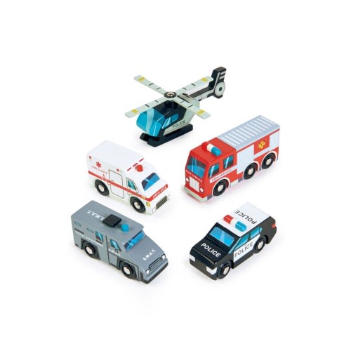 Emergency Vehicle Wooden Toy Set