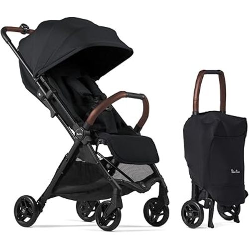 Silver Cross Jet 5 Travel Stroller – (Space Black) – Lightweight Compact Folding Baby Stroller for Airplane Travel – Lie-Flat Infant & Toddler Stroller – Newborn to 55 lb