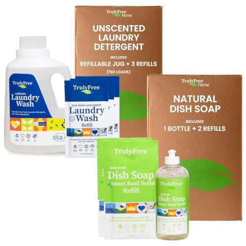 TRULY FREE - Laundry Wash Detergent for Sensitive Skin + Natural Dishwashing Liquid