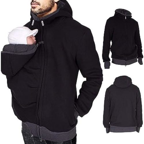 Kangaroo Pocket Jacket for Dad and Baby Carrier Hoodie Pullover Sweatshirt Men's Carrier Warm Sweatshirts