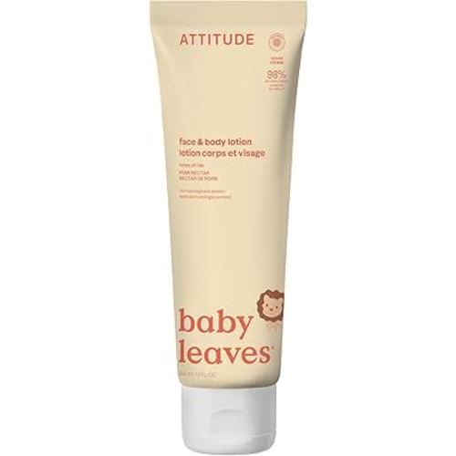 ATTITUDE Baby Lotion, EWG Verified Moisturizer, Dermatologically Tested Moisturizing Cream, Vegan and Cruelty-Free, Pear Nectar Scent, 8 Fl Oz