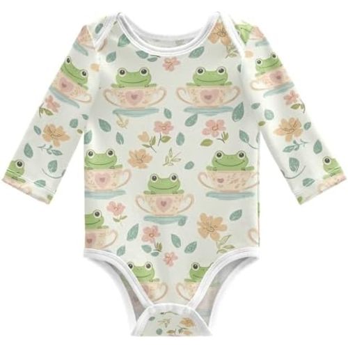 vvfelixl Baby Bodysuits Pale Pink Swans Long Sleeve Cotton Baby Clothes for Boys Girls 0-3M