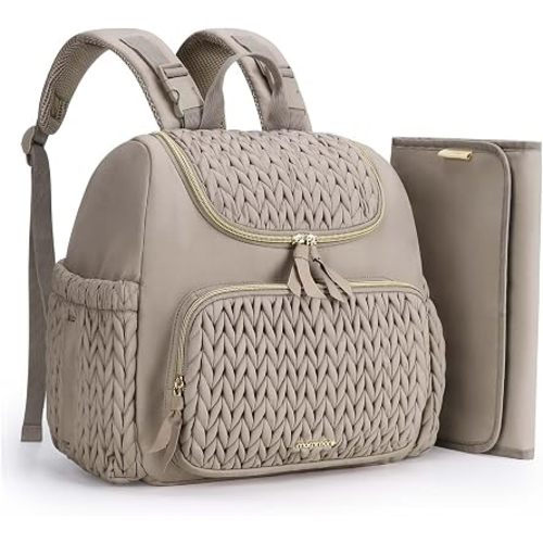 mommore Diaper Bag Backpack, Stylish Mini Baby Bag with Changing Pad