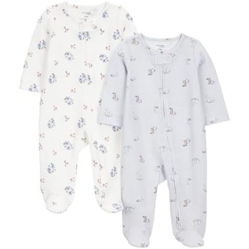 Simple Joys by Carter's Baby Girls' 2-Way Zip Thermal Footed Sleep and Play, Pack of 2