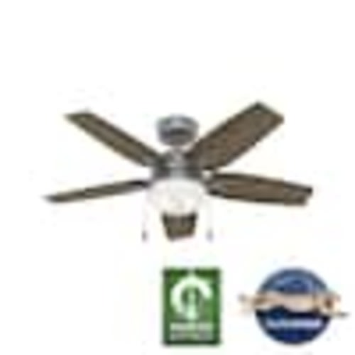 Hunter Antero 44 in. Hunter Express Indoor Matte Silver Ceiling Fan with Light Kit Included 52126