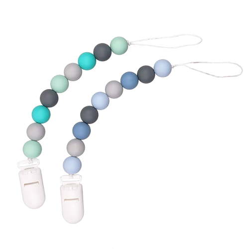 2-Pack Baby Pacifier Clips with Teething Beads - BPA-Free Silicone Pacifier Holder for Boys & Girls | Anti-Drop Strap for Strollers, Car Seats & Toys (Newborn-6 Months)