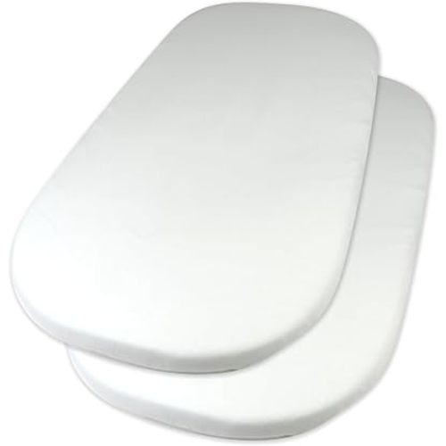 HonestBaby 2-Pack Organic Cotton Fitted Bassinet Sheet, White, One Size