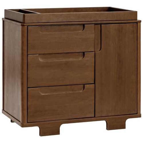 Babyletto Yuzu 3-Drawer Changer Dresser, KD w/Removable Changing Tray - Natural Walnut