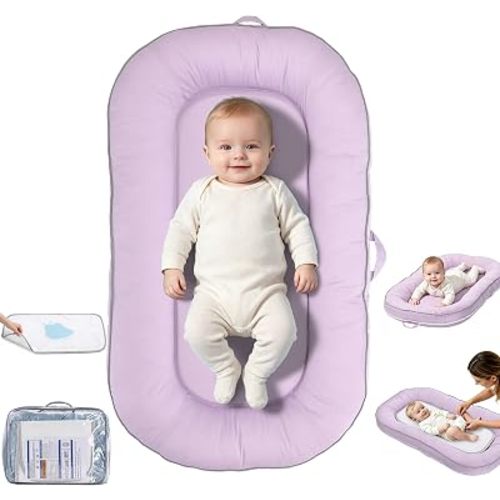 Baby Lounger 0-24 Months,Organic Cotton Nest with Diaper Pad