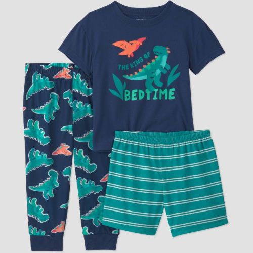 Carter's Just One You® Toddler Boys' 3pc Dinosaur Short Sleeve Poly Pajama Set - Navy Blue 3T