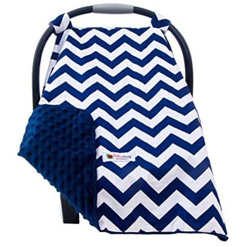 Carseat Canopy Cover for Babies - Soft Minky Carrier Cover for Baby Boys & Girls - Perfect Baby Shower Gift & Ideal for Winter
