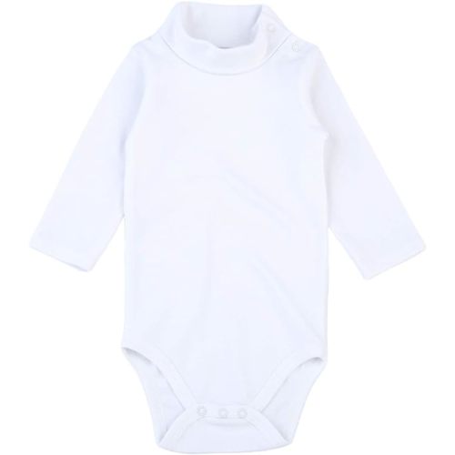 ROMPERINBOX Solid Baby Turtleneck Bodysuit Long Sleeve Cotton Onsies Boy Girl 1 Pack 0-24 Months