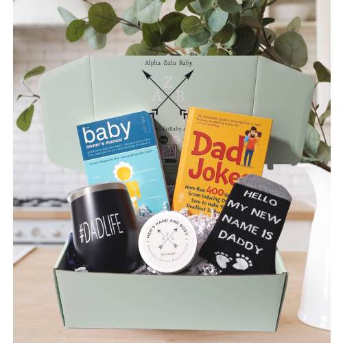 New Daddy Gift Box: #DADLIFE Tumbler, Dad Jokes, Baby Manual