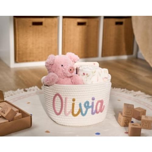 Personalized Baby Basket Rope Cotton Baby Gift Basket Baby Gift Basket Newborn Gift Baby Shower Gift Toy Organizer Nursery Gift - Etsy