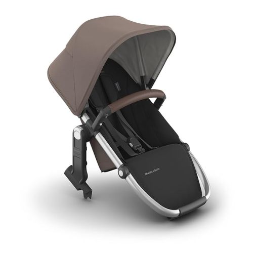 UPPAbaby RumbleSeat V3 Second Lower Seat - Compatible with Vista V2 and Vista V3 - All-Weather Seat + Magnetic Buckle – Adapters Included - Theo (Dark Taupe/Silver Frame/Chestnut Leather)