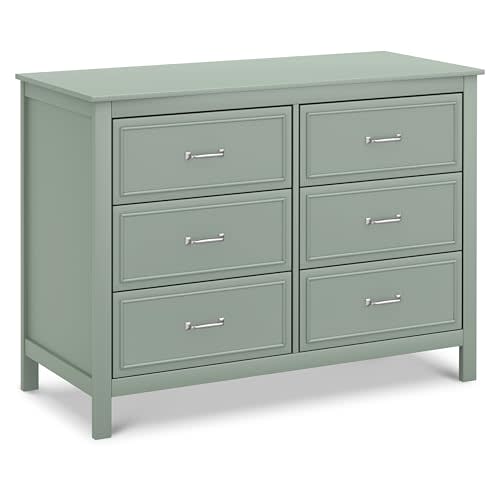 DaVinci Charlie 6-Drawer Baby Dresser, GREENGUARD Certified - Light Sage | Wooden Double Chest of Drawers for Kids - Boys/Girls - Multi-Purpose Storage Dresser for Bedroom, Nursery & Living Room