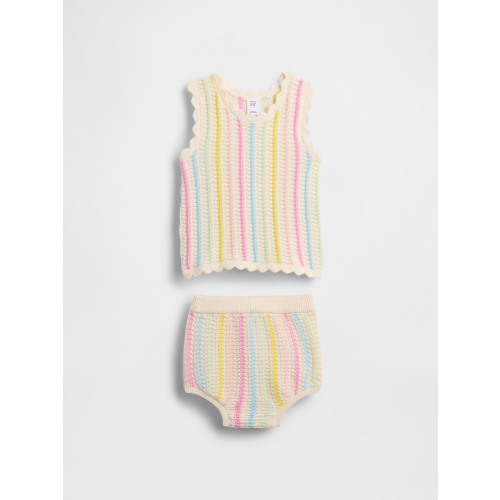 Baby Crochet Stripe Tank Outfit Set