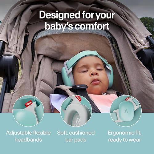 Alpine Muffy Baby Comfort - Protects Hearing for Babies and Toddlers - CE & ANSI Certified - Headband for Safe fit & Comfort - Adjustable for Ages 3-48 Months - 24dB Sound Reduction, Aqua