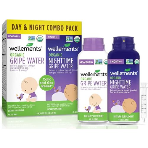 Wellements Organic Gripe Water Day & Night Combo Pack 4 Fl Oz Newborn+