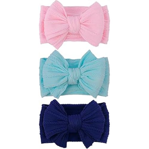 LemonSpace Handmade Baby Girls Headbands Soft Stretchy Nylon Hair Bands Hair Accessories with Bows for Newborn Baby Girls Infant Toddlers Kids