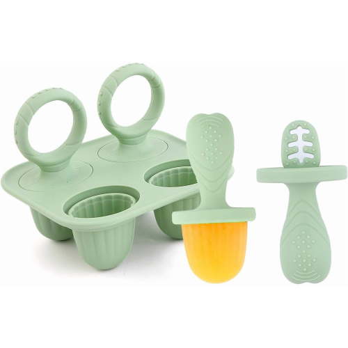 Silicone Popsicle Molds, Mini Breastmilk Popsicle Molds with Sticks for Baby Teething Relief, Frozen Breast Milk Popsicle Maker Ice Pop Molds for Infant Feeding Spoon