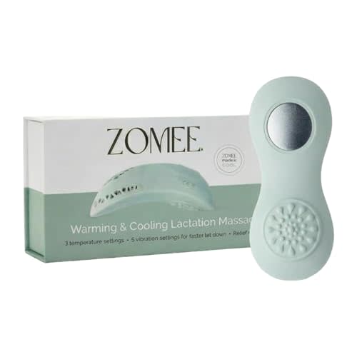 Zomee 3-in-1 Lactation Massager with Heat, Cooling & Vibration — Breastfeeding Comfort for Engorgement Relief, Clogged Duct Support & Milk Flow Assistance