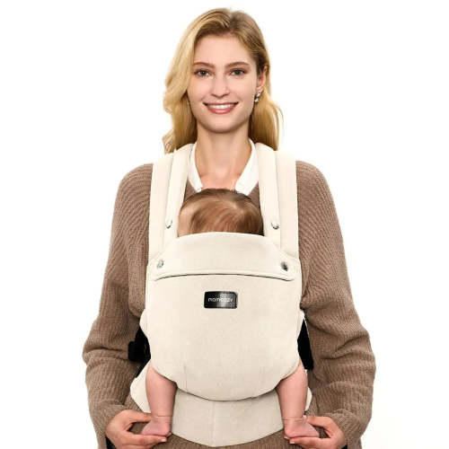 Momcozy Baby Carrier with Cotton Linen - 3-24 Months - Light Amber