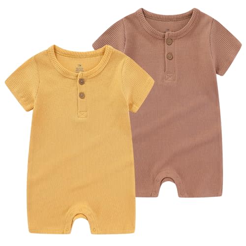 MAMIMAKA Baby Bodysuits Solid Romper One-Piece Newborn Clothes 2 Pack Baby Shower Gifts