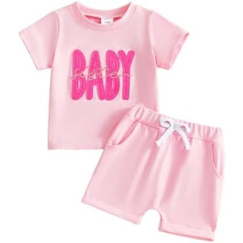 Thorn Tree Toddler Girls Clothes Short Sleeve Shirts Pink Shorts Baby Girl Summer Outfit Embroidery Cute Infant Outfits