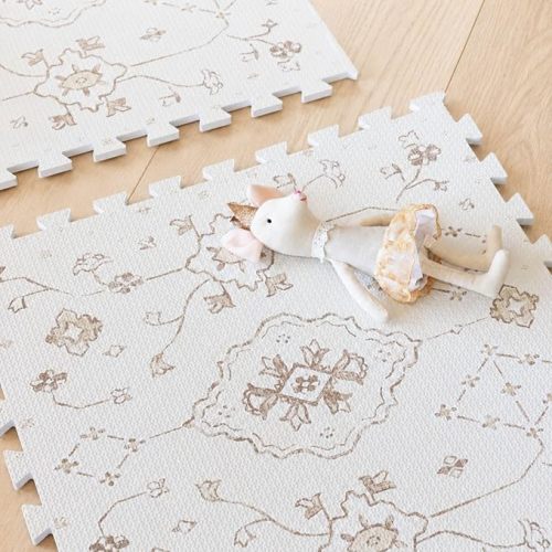 Baby Play Mat for Floor – 6x6ft Vintage |PFAS Free Non Toxic Premium EVA Foam Tiles for Tummy Time, Crawling & Playpen – No Loose Edges Interlocking Mat for Babies & Toddlers (9 Tiles)