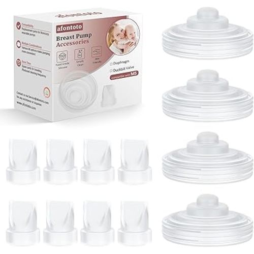 12PCS Mom cozy Breast Pump Replacement Parts, 8Pack Silicone Duckbill Valve & 4Pack Silicone Diaphragm Compatible with Momcozy M5 Wearable Breastpump, M5 Pump Parts Breastfeeding Essential Accessories