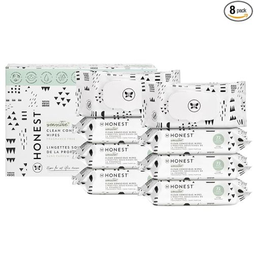 The Honest Company Clean Conscious Multi-Use Wipes Hypoallergenic Unscented for Sensitive Skin Over 99% Water Compostable Plant Based Baby Pattern Play 576 Count