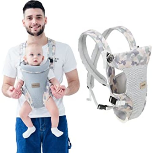 IULONEE Baby Carrier, Embrace Cozy 4-in-1 Infant Carrier Ergonomic Adjustable Holder Portable Convertible Front and Back Backpack Carry for Infants Toddlers Babies Girl and Boy 7-45 Pounds (Gray)