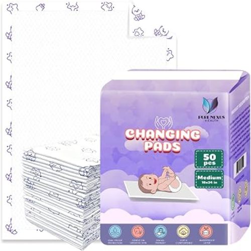 Disposable Baby Changing Pad Liners 18"x24" – 50 Pack, Soft, Waterproof & Ultra Absorbent for Mess-Free Diaper Changes