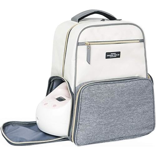 MOMIGO Breast Pump Backpack Diaper Bag - Multi-Function Mommy Outdoor Working Backpack with Insulation Pocket