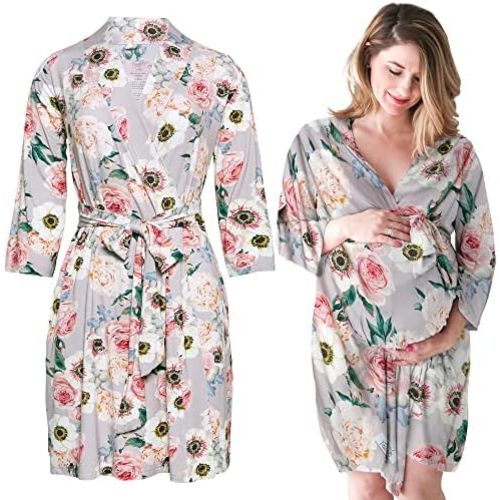 Posh Peanut Maternity Robe for Hospital Delivery - Soft Viscose from Bamboo Postpartum Robe for Women Nursing & Lounging
