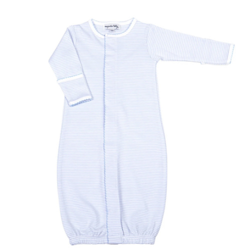 Baby Boy Converter Gown - Pima Cotton - Essentials Mini Stripes - Blue – Magnolia Baby