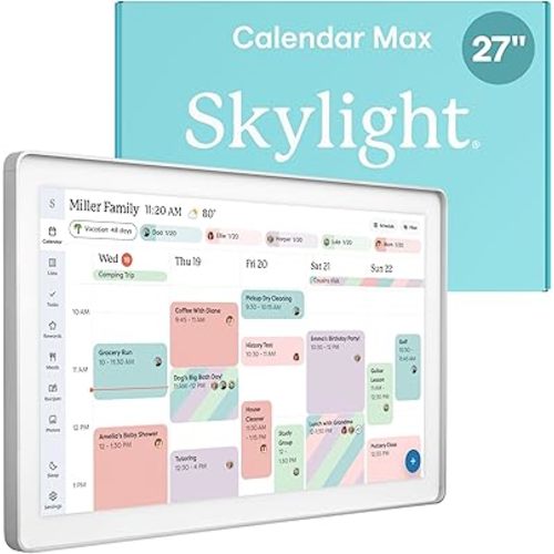 Skylight Calendar Max - 27-Inch Smart Digital Calendar & Chore Chart, Family Organizer with Interactive Touchscreen Display, Wall Mountable in Portrait or Landscape, Silver