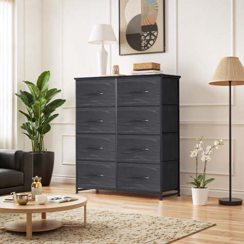 Dresser, Betcozy Storage Organizer with 8 Drawers for Bedroom, Chest of Drawers with Sturdy Metal Frame, Wood Tabletop for Closet, Nursery, Black